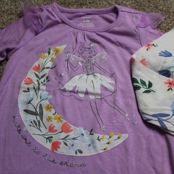 Carter's Flower Fairy Nightgown Set Pajamas 2pk Toddler Girls 2-3 4-5 yrs NWT - Picture 3 of 3